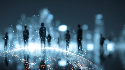 Global business network concept showing connected people, innovation and data flow, future vision
