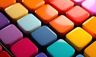 
Vibrant Color Palette of Glossy Squares