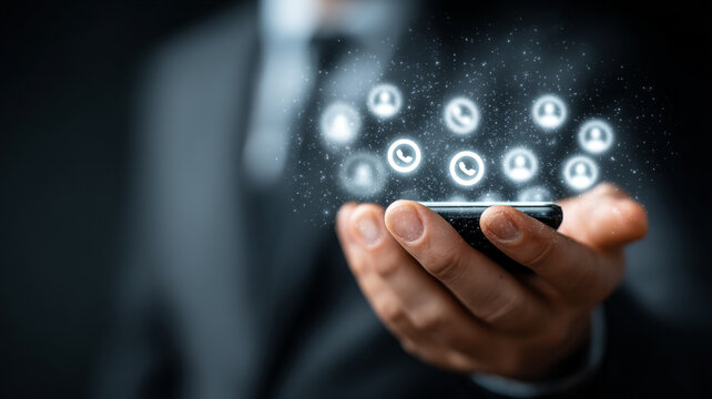 Hand holding glowing gear hologram futuristic technology digital innovation business productivity