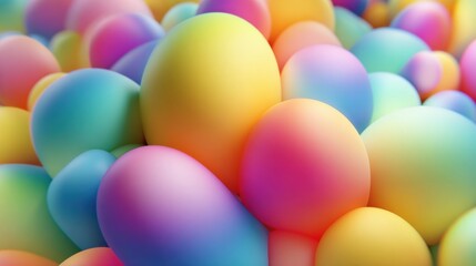 Colorful, Vibrant Collection of Easter Eggs in Various Pastel Shades Fills the Space With a Cheerful and Festive Atmosphere