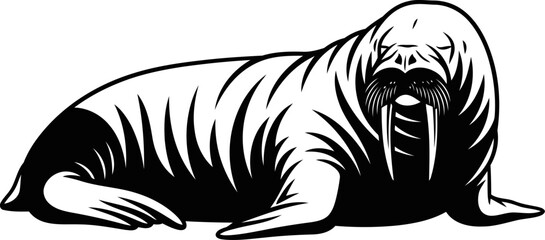 Obraz premium arctic walrus silhouette majestic ocean monarch, tranquil coastal giant, powerful emblem, isolated on transparent background