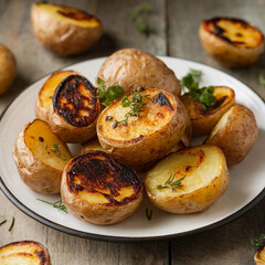 Crispy Roasted Potatoes on a Plate