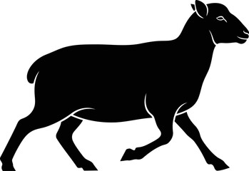 Fototapeta premium elegant black sheep silhouette icon of pastoral calm, gentle nature, and tranquil fields, isolated on transparent background