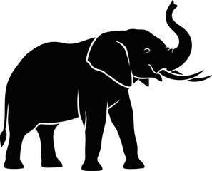 Obraz premium majestic elephant silhouette a icon of gentle strength, timeless wisdom, and tranquil power, isolated on transparent background