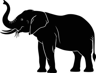 Obraz premium majestic elephant silhouette a gentle giants serene trumpet call, isolated on transparent background