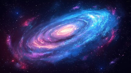 Vibrant Spiral Galaxy in Space with Stellar Background 