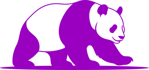 majestic purple panda silhouette peaceful stroll, serene nature, endearing wildlife art, isolated on transparent background