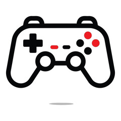 Obraz premium Art of stylized black and white game controller with red and black accents, representing gaming, isolated on white background