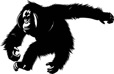 Obraz premium orangutan silhouette powerful ape, jungle king, majestic primate, isolated on transparent background