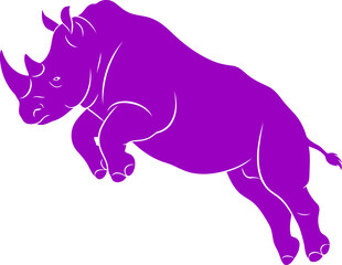 Obraz premium powerful purple rhino leap icon of untamed power, wild energy, and african majesty, isolated on transparent background