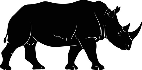 Obraz premium powerful rhino silhouette majestic beast, african wilderness, art design, isolated on transparent background