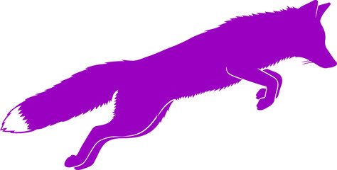 Fototapeta premium purple foxs majestic leap a dynamic silhouette of agile grace and untamed power, isolated on transparent background