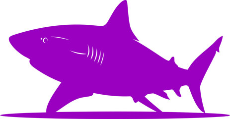 Obraz premium purple shark silhouette ocean predator, graphic, powerful aquatic design, isolated on transparent background