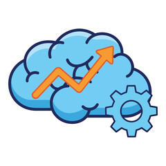 Art of abstract representation of a brain with a growth chart and gear, symbolizing cognitive development and innovation