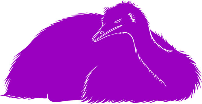 purple rheas silent slumber a silhouette of serene avian rest and peaceful dreams, isolated on transparent background