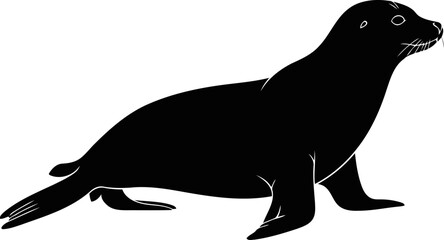 Fototapeta premium sea lion silhouette elegant icon of coastal majesty, oceans grace, and aquatic serenity, isolated on transparent background