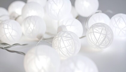 White string lights with spherical bulbs