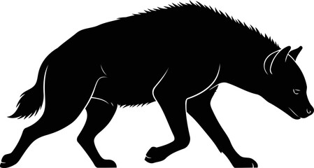 Obraz premium striking hyena silhouette icon of african savanna stealth and nocturnal prowl, isolated on transparent background