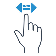 Fototapeta premium Art of finger touching a screen with left and right arrows indicating swipe gesture, isolated on white background