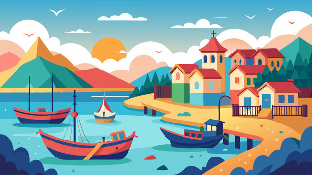 A sleepy village situated on a calm bay where colorful fishing boats bob gently in the water and locals spend lazy afternoons watching the tides come and go.