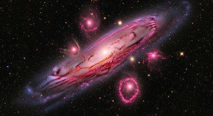 Vast Spiral Galaxy Engulfed by Cosmic Gas and Stars
