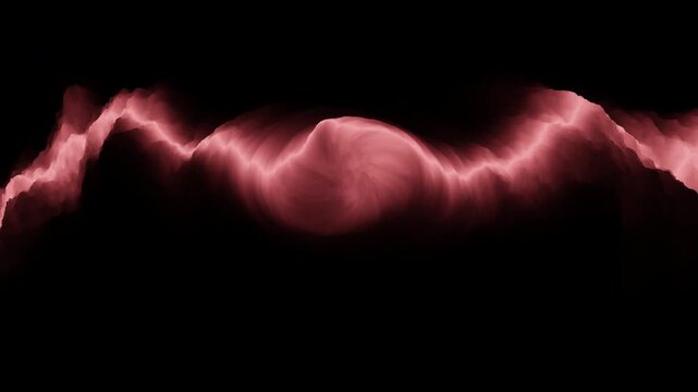 A luminous red waveform set against a black backdrop, illustrating a depiction of sound or energy in a minimalist and visually striking manner