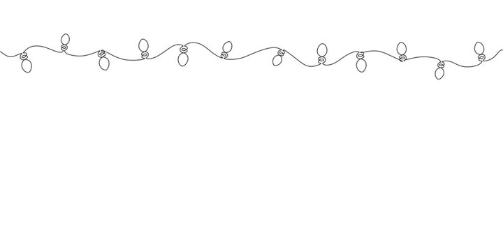 Continuous one line art of String lights for Christmas and New year decoration