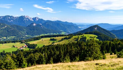 Obraz premium Panoramic Mountain Valley View