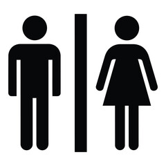 Art of male and female toilet sign isolated on white background, representing gender and accessibility