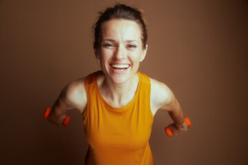 Positive Energy: Woman with Dumbbells, High-Angle