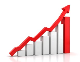 Red upward trend graph