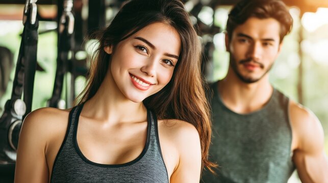 Empowering physical therapy sessions for couples fitness studio motivational content indoor environment close-up perspective