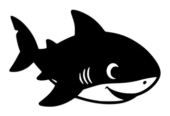 Fototapeta premium Shark Silhouette in Bold Black on White Background