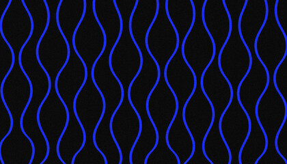 Naklejka premium Abstract seamless background with vertical blue wavy lines on a black grainy texture. Modern, rhythmic, and minimalist graphic pattern.