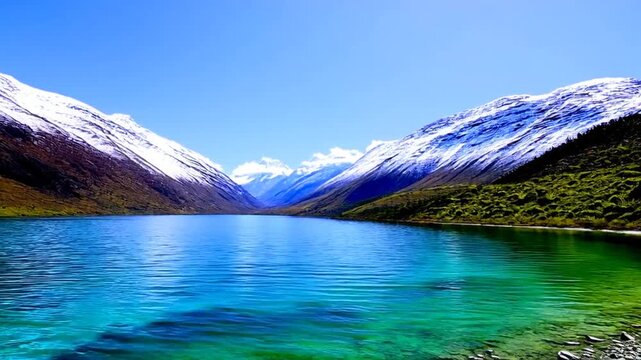  a video the country that shows how amazing the country is, in addition to having a static camera without movement. A lake with mountains