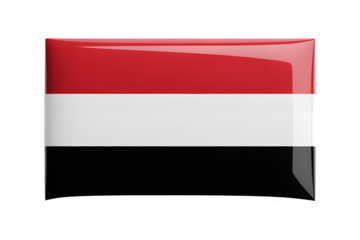 Sleek Yemen flag emblem gleaming with patriotic pride, perfect for national holiday celebrations and global unity campaigns everywhere now