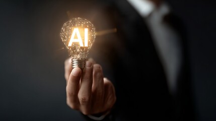 Capturing brilliant AI innovation with a glowing lightbulb concept, symbolizing futuristic ideas and advanced technology breakthroughs