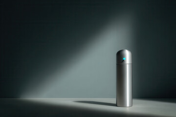 Fototapeta premium sleek thermos cup with holographic temperature indicator rests elegantly on table