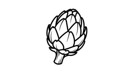 Obraz premium artichoke illustration, line art, single, monochrome, botanical, cooking, healthy food, vegan, vegetarian, fresh