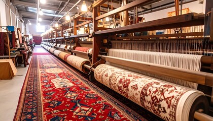 Industrial carpet loom workshop