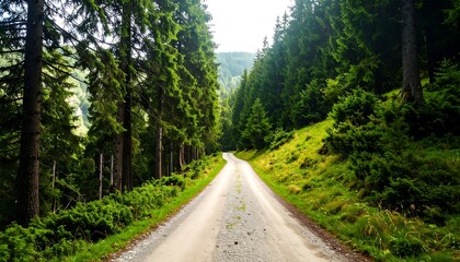Forest path winding through trees