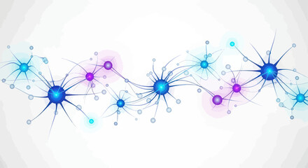 Abstract depiction of networked neurons and neural connections in vibrant colors representing