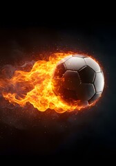 Fototapeta premium A fiery soccer ball with flames soaring through the air