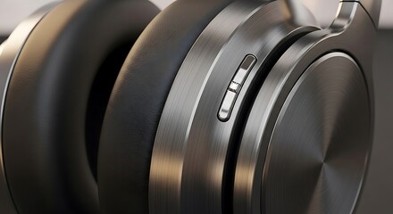 A Close-Up of a Modern Headphone with a Brushed Metal Finish