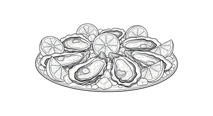 Oysters and lemon slices plated illustration offering a classic seafood experience for connoisseurs