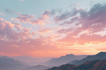 Obraz premium experience breathtaking sunset over majestic nepalese mountains where sky transforms into kaleidoscope of colors