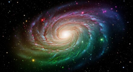 A Colorful Swirling Spiral Galaxy in Deep Space Full of Stars