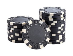 Stacks of poker chips ready for a high-stakes game, perfect for gambling, casinos, and winning big