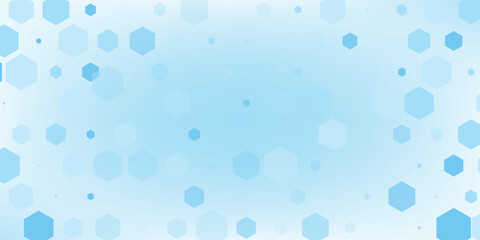 Abstract blue and white hexagon background. Futuristic digital hi-technology banner. Healthcare background. Vector