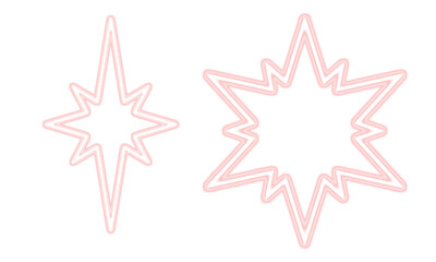 Two pink outlined star shapes, one small and one large, against a white background.